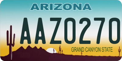 AZ license plate AAZ0270