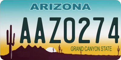 AZ license plate AAZ0274