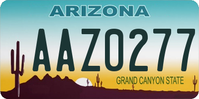 AZ license plate AAZ0277
