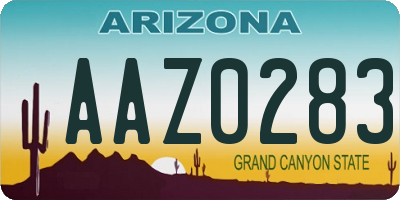 AZ license plate AAZ0283