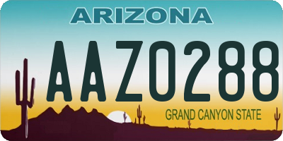 AZ license plate AAZ0288