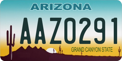 AZ license plate AAZ0291
