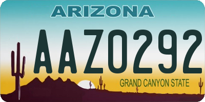 AZ license plate AAZ0292