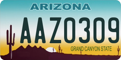 AZ license plate AAZ0309