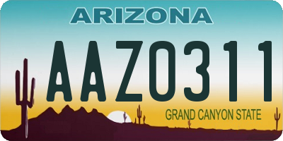 AZ license plate AAZ0311
