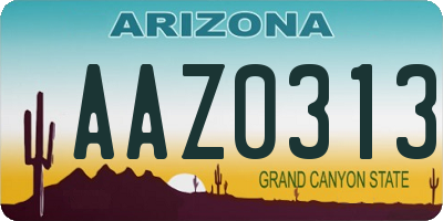 AZ license plate AAZ0313