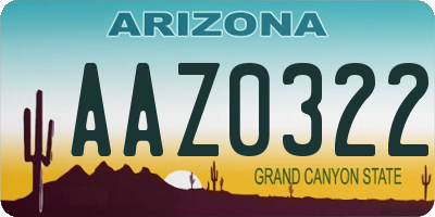 AZ license plate AAZ0322