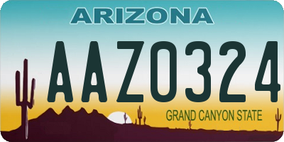 AZ license plate AAZ0324