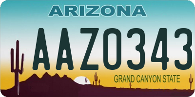 AZ license plate AAZ0343