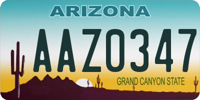 AZ license plate AAZ0347