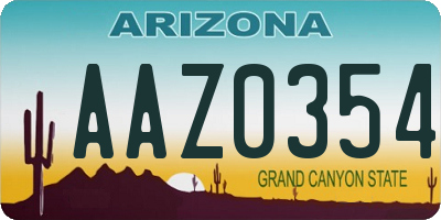 AZ license plate AAZ0354