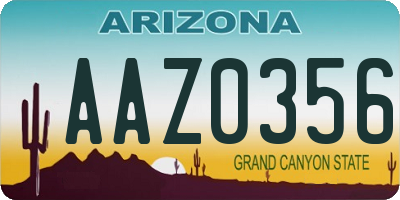 AZ license plate AAZ0356