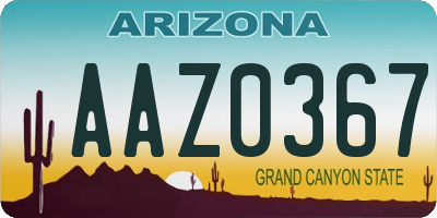 AZ license plate AAZ0367