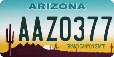 AZ license plate AAZ0377