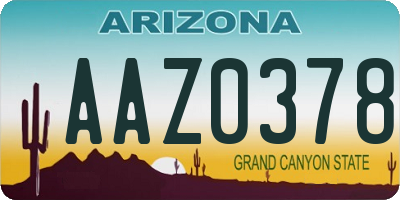 AZ license plate AAZ0378