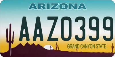 AZ license plate AAZ0399
