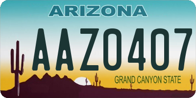 AZ license plate AAZ0407