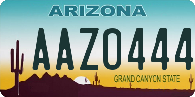 AZ license plate AAZ0444