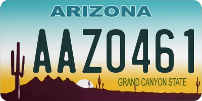 AZ license plate AAZ0461