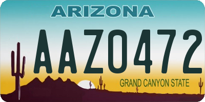 AZ license plate AAZ0472