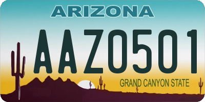AZ license plate AAZ0501