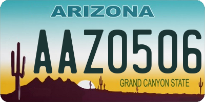 AZ license plate AAZ0506