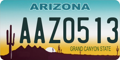 AZ license plate AAZ0513