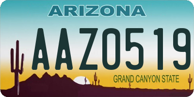 AZ license plate AAZ0519