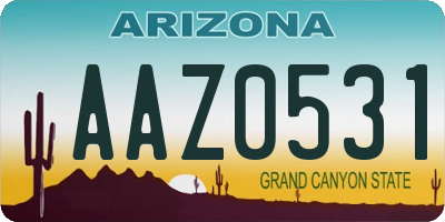 AZ license plate AAZ0531