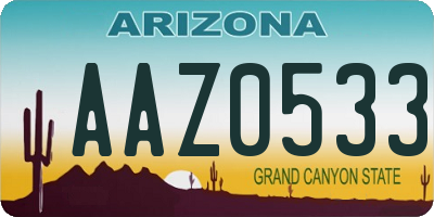 AZ license plate AAZ0533