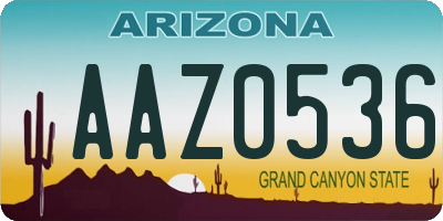 AZ license plate AAZ0536