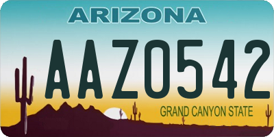 AZ license plate AAZ0542