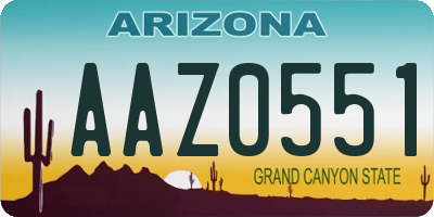 AZ license plate AAZ0551
