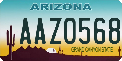 AZ license plate AAZ0568