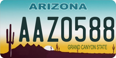 AZ license plate AAZ0588