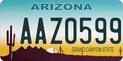 AZ license plate AAZ0599