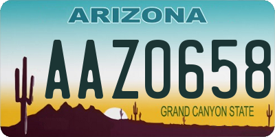 AZ license plate AAZ0658