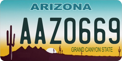 AZ license plate AAZ0669