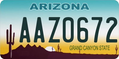 AZ license plate AAZ0672