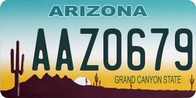 AZ license plate AAZ0679