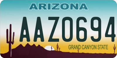 AZ license plate AAZ0694
