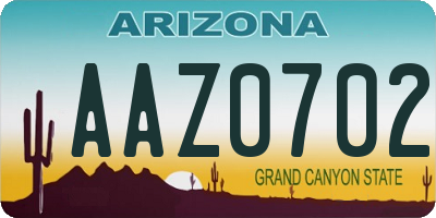 AZ license plate AAZ0702