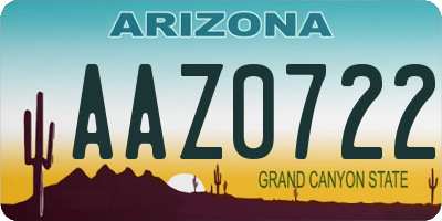 AZ license plate AAZ0722