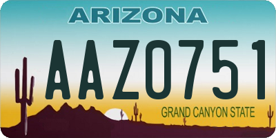 AZ license plate AAZ0751