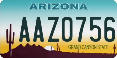 AZ license plate AAZ0756