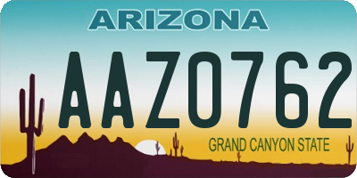 AZ license plate AAZ0762