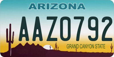 AZ license plate AAZ0792