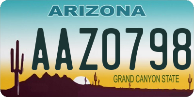 AZ license plate AAZ0798