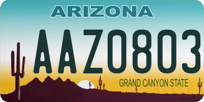 AZ license plate AAZ0803