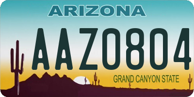AZ license plate AAZ0804